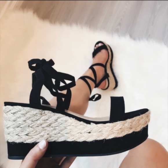 Last few! Lace up Espadrille Sandal Wedge - Picture 3 of 3